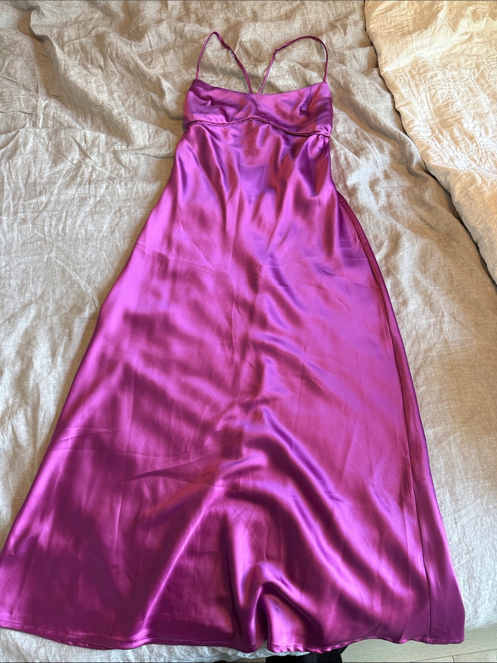 Silky Magenta Slip Dress